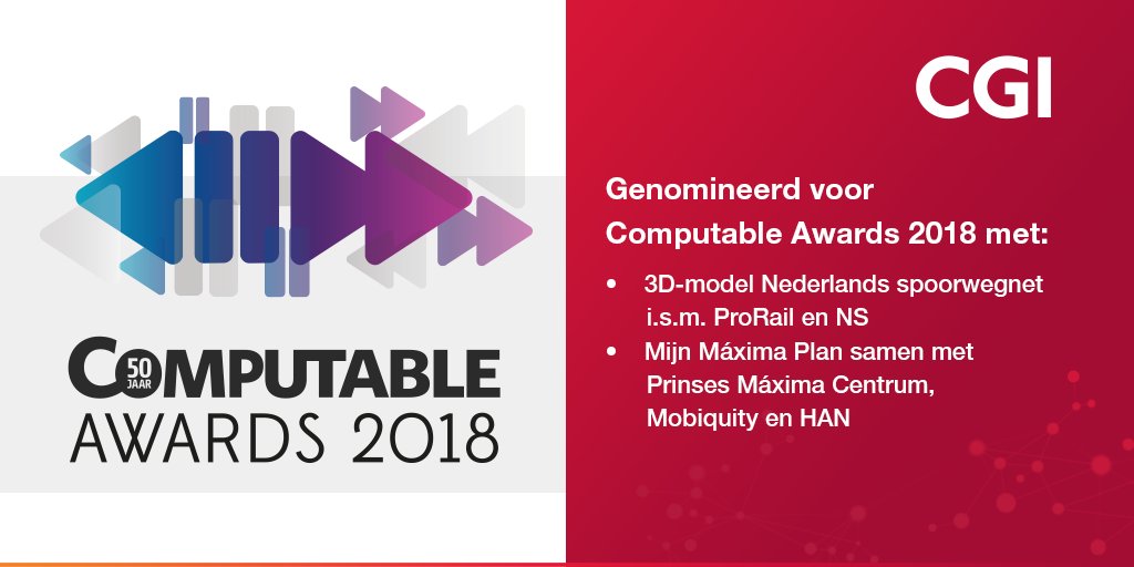 WerkenBijCGI's tweet photo. #ProRail is samen met #NS en CGI genomineerd voor #ComputableAwards, waaronder het NEO-programma en het 3D-model van het Nederlandse spoorwegnet. Stemt jij ook op ons? https://t.co/NFyjBbpJXK  Bekijk de video: https://t.co/zlmtbYozCR https://t.co/MYAygNKkkI
