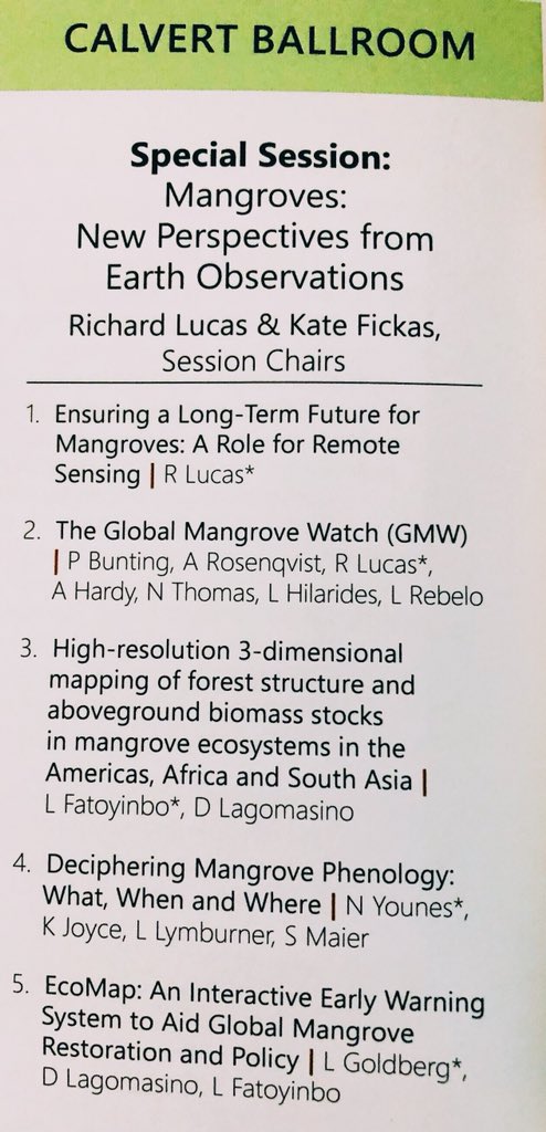 Dr. Kate Fickas (@katefickas) on Twitter photo Today is #MangroveMania! First we have a session on hurricanes and mangroves, then my invited special session with <a href="/ProfRichLucas/">Richard lucas</a> featuring work from @Nico_Younes, <a href="/EarthToLola/">Dr. Lola Fatoyinbo</a>, and a Liza Goldberg (a 16 year old <a href="/LadiesOfLandsat/">Ladies of Landsat</a>!) #ForestSAT2018 🌳🌴🌊 Today is #MangroveMania! First we have a session on hurricanes and mangroves, then my invited special session with <a href="/ProfRichLucas/">Richard lucas</a> featuring work from @Nico_Younes, <a href="/EarthToLola/">Dr. Lola Fatoyinbo</a>, and a Liza Goldberg (a 16 year old <a href="/LadiesOfLandsat/">Ladies of Landsat</a>!) #ForestSAT2018 🌳🌴🌊