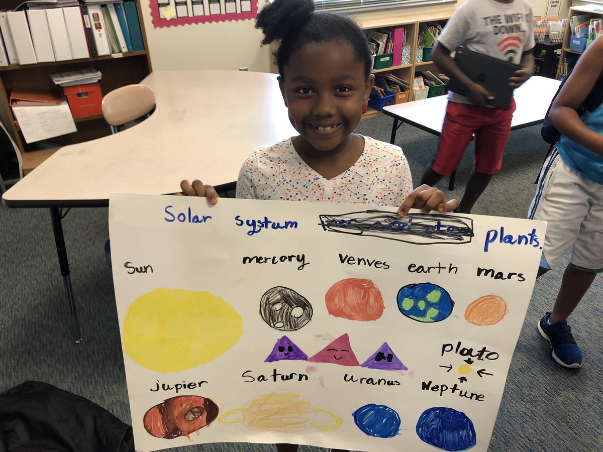 collinsmath6th's tweet image. Love when students go above and beyond and make a poster of the Solar System and bring it in just because they want to #thirdgradescience #whatsmywhy @AversboroElem