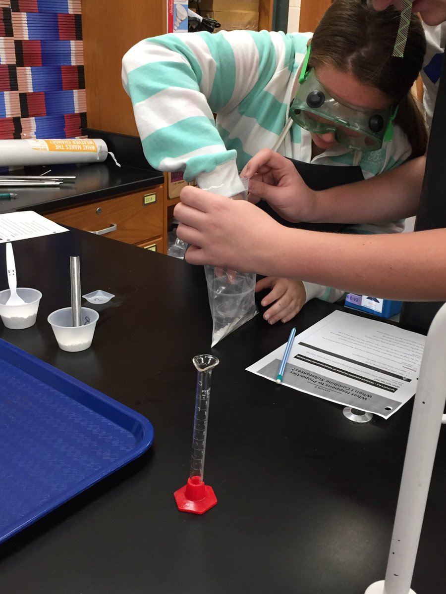 ExcelNb's tweet photo. Team Excel students are combining road salt and baking soda in science class today with Mrs. Sulon, to observe signs of a chemical reaction! #science #chalk #exothermicreaction @nbc_msprincipal @NBC_science https://t.co/yVpeX5LliB