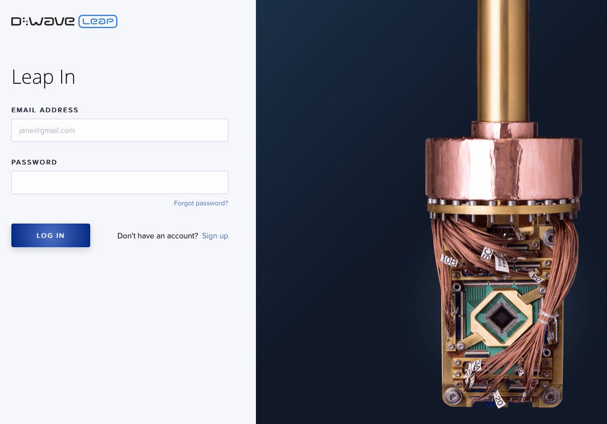 dwavequantum's tweet image. Today we launched Leap, the first real-time Quantum Application Environment: immediate, free access to a D-Wave 2000Q #quantum computer, software tools, demos, live code, documentation, and community forums. Find out more at dwavesys.com #taketheleap #dwaveleap