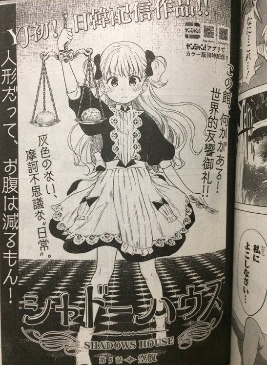 本日発売のヤングジャンプ44号「シャドーハウス」5話目掲載です！ 今回