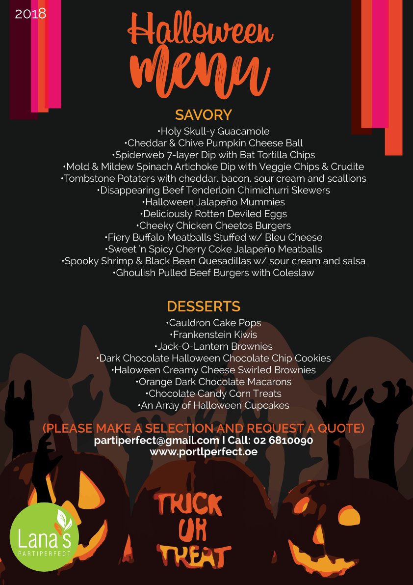 PartiPerfect's tweet photo. Halloween Menu 2018 - https://t.co/YRgN3gxfXd #menu #halloween #catering #abudhabi #dubai #uae https://t.co/P36n0C0Eig