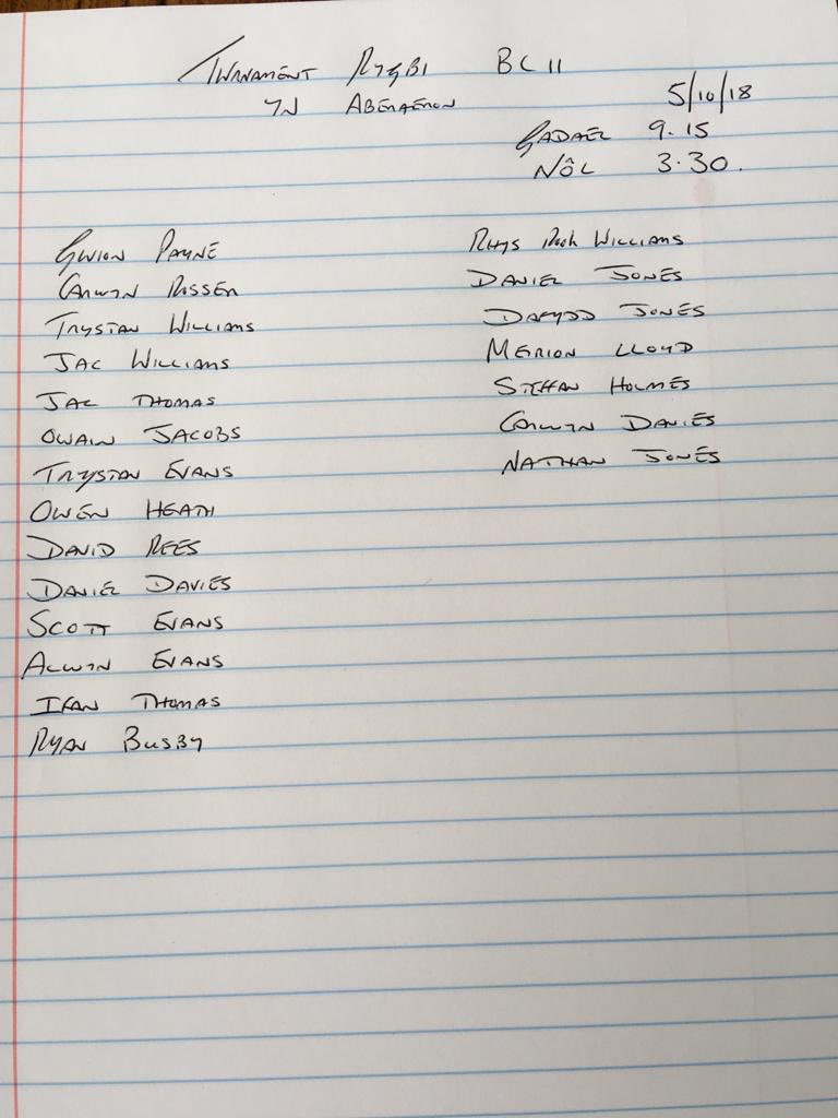 Twrnament rygbi bl11 5/10/18