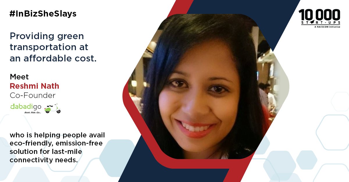 nasscomstartups's tweet photo. .@dabadigo is one of India’s first app-based, cloud-monitored, self-drive, by-the-hour electric scooter rental services. Kudos to Reshmi Nath and her team who are winning the battle against pollution in style with their #Kolkata-based startup. #InBizSheSlays https://t.co/DLFawx3rVP