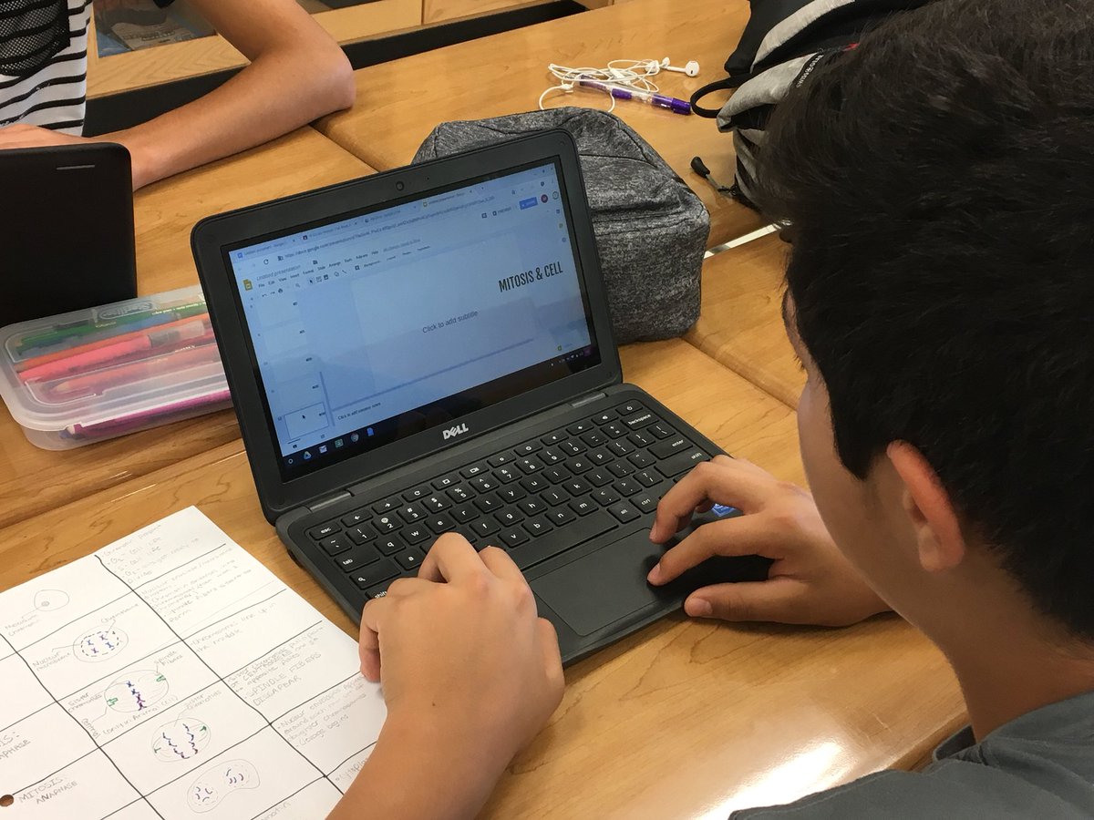 DougWickham's tweet photo. Ss in Mrs. St. Germain’s bio classes @BburgHSBruins making stop motion videos of the mitosis process using Google Slides #techsauce #WeTechAtBHS #mcps1to1 https://t.co/i3Lo41GOYa