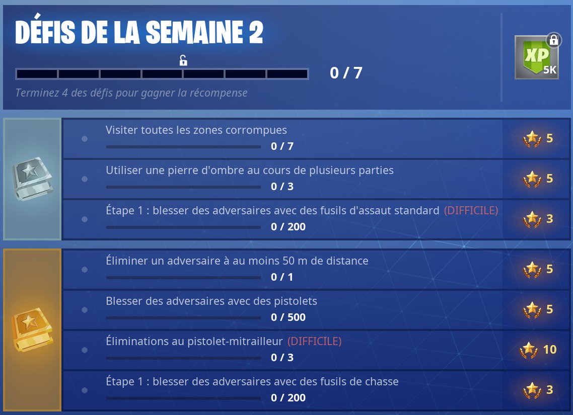fortnite mafia on twitter defis de la semaine 2 de fortnite saison 6 disponible - defi de la semaine fortnite