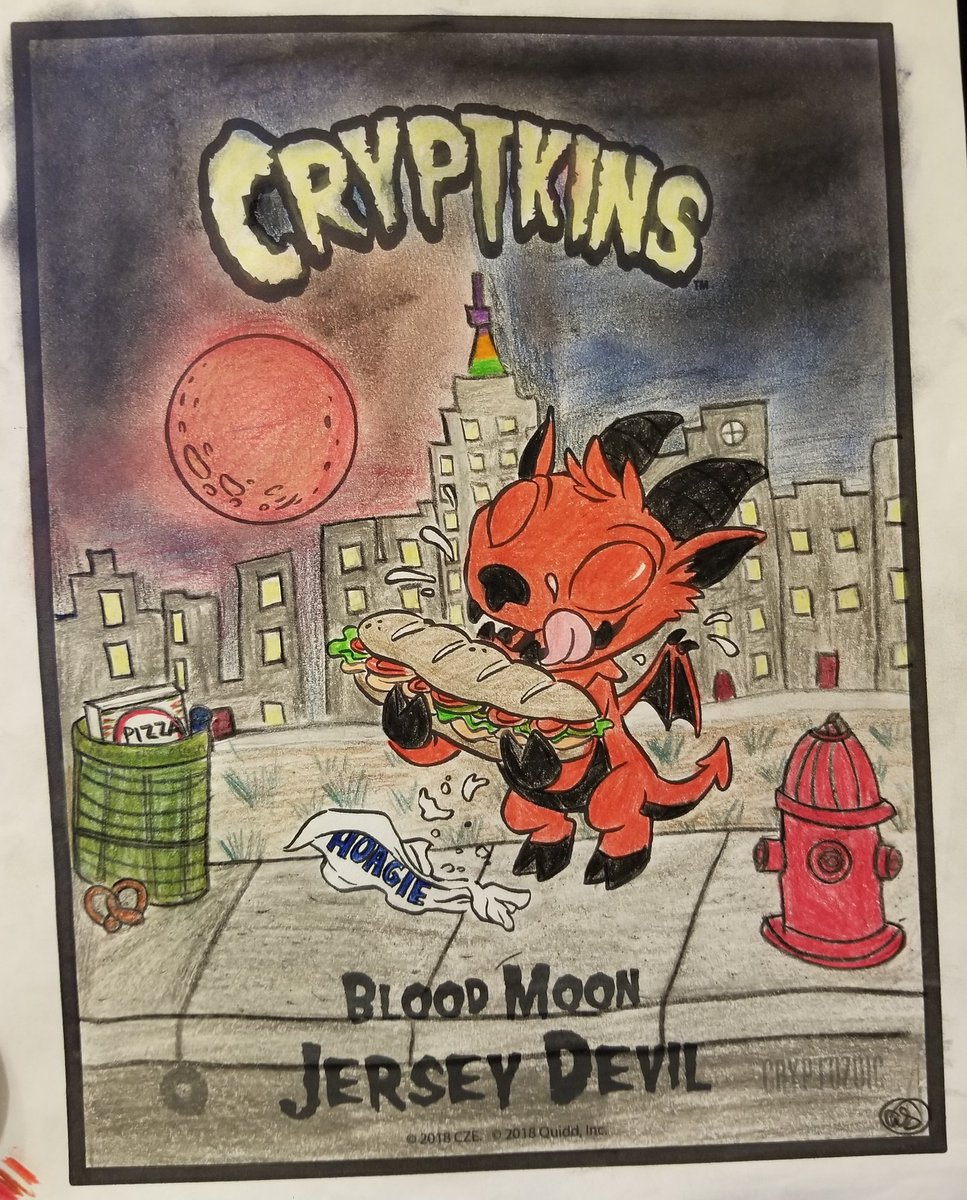 Looks like the Blood moon Jersey Devil stopped to have a snack before heading to NYCC...
#cryptkins #colormecryptkins #bloodmoonjerseydevil #theydoexist @Cryptkins