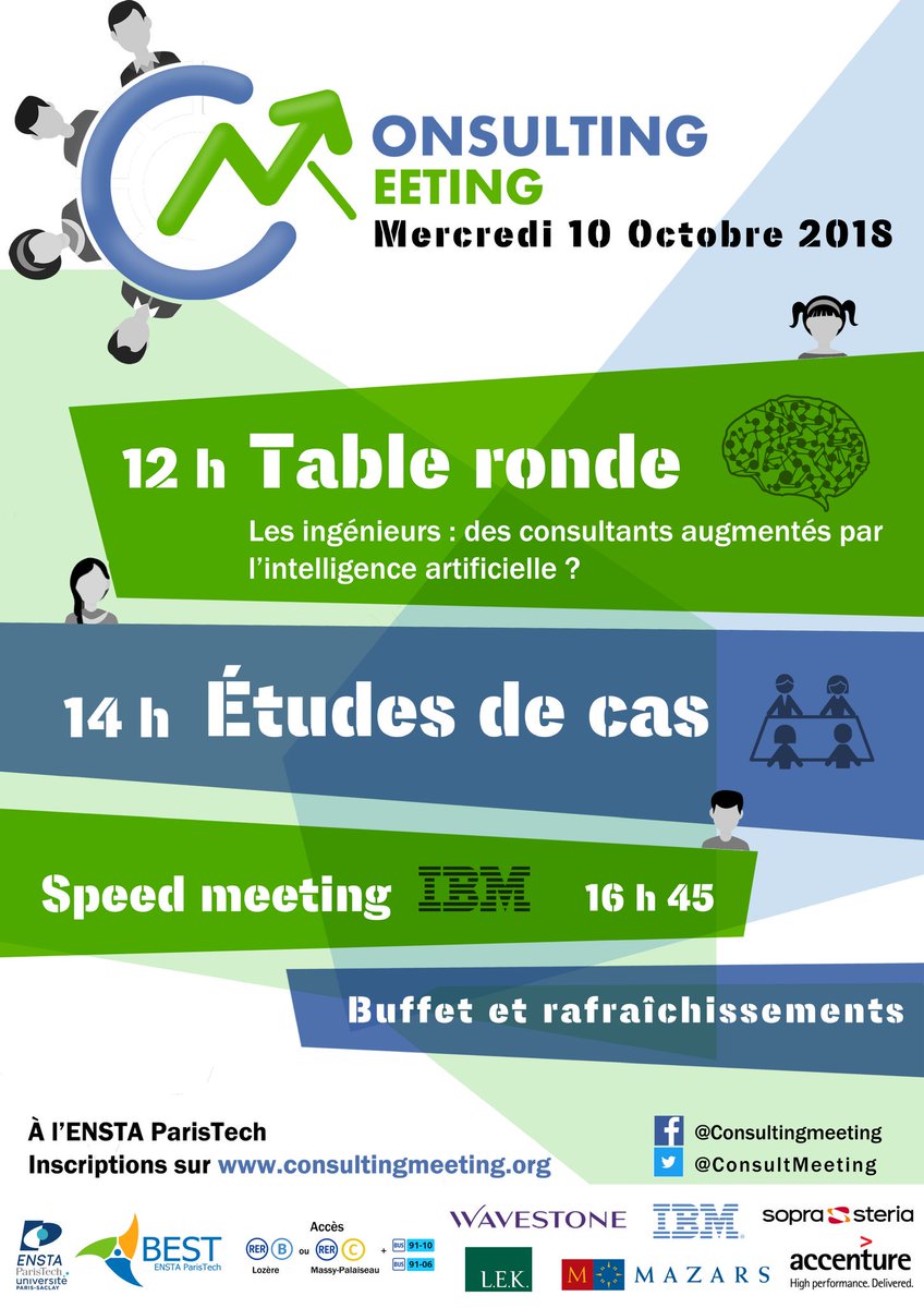 BEST_ENSTA's tweet photo. Suite: Cette année la table ronde sera animée par David Filliat de l'U2IS (@drFilliat) sur le thème "Les ingénieurs : des consultants augmentés par l'intelligence artificielle ?". Avec @AccentureFrance, @IBM_France, @LEK_Consulting, @MazarsFrance, @SopraSteria_fr, @wavestoneFR ! https://t.co/dmn1livKmF