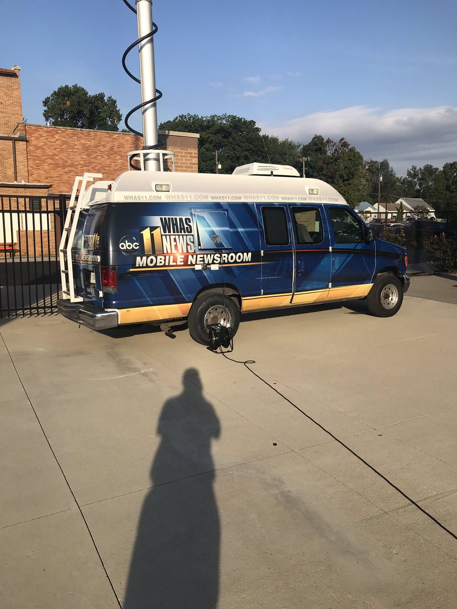 WHAS on campus getting set up for Great Day Live from the DeSales campus 10-11 this morning. #ColtPride #DeSalesDCP