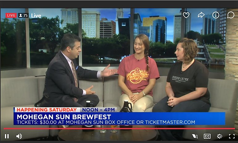 Cody_ChapmanMS's tweet photo. Mohegan Sun Dir. of Special Events, Jess Sylvia & Rebecca Alberts of These Guys Brewing, (Norwich CT) were just on @FOX61News w/ Matt Scott. #SunBrewFest this Saturday! https://t.co/POgmZLpXit https://t.co/lbiHktIYMk