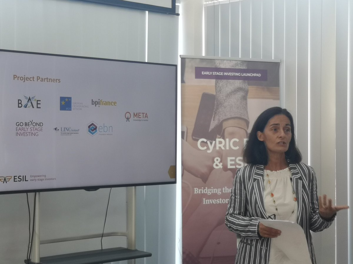 disruptcyprus's tweet photo. Francesca Natali, owner of @meta_group and @european_esil representative, explains the scope of the ESIL project, presents the partners, and the European goals to boost #angelinvesting. 
@EUBIC #ESILinCyprus #techcyprus #Cyprus #startupcyprus #disruptcyprus #digitalcyprus #Europe https://t.co/HuF9M2xsy1