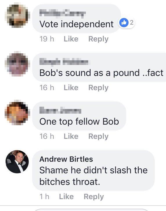 Another dreadful post threatening violence towards us on an anti-council Facebook page run by a councillor.
We’ve reported it to the police #nobystanders