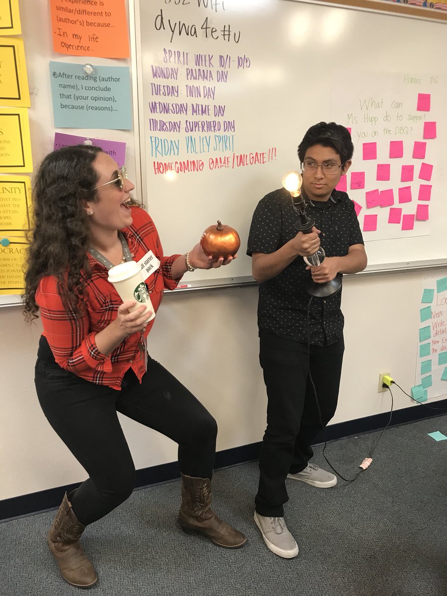 Ms_Hupp's tweet photo. Yesterday’s Out of This World #Meme Day sure was a ~*blast*~! 🚀 #fallstarterpack #moth #lamp #shedoesntevengohere #October3rd @Valley_Vikings #Homecoming https://t.co/gTAs2hica2