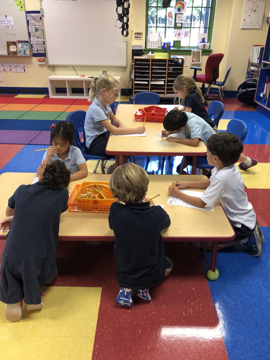 Loving our flexible seating options as we get to work on writing this morning. #trinitylearns