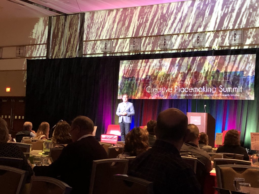 CZarkovich2's tweet photo. “As humans we are all fundamentally wired to connect with not only people but also places.” - Chris Fair @resonanceconsultants @LansingChamber @downtownlansing #artthatdrivesus #takingthefirststeps #community #micapitalregion #culture #development #gettingcreative #placemaking https://t.co/r0vM3DkGUq