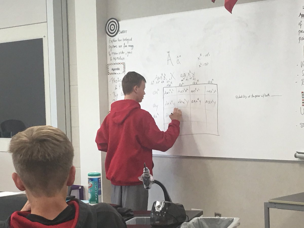 MarcusMrsD's tweet photo. When students take over the explaining and the teacher gets to learn. #geneticsfun @MHS9th https://t.co/S37yjwsDEW
