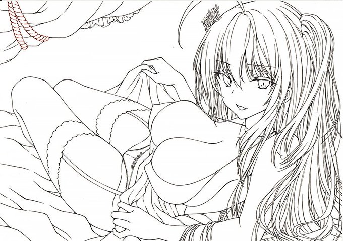 アズレン大鳳ちゃんペン入れ完成～!!
全体的にバランス修正して、お胸のボリュームはアップさせたw 