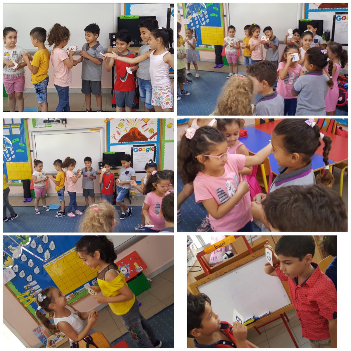 emankhashoun's tweet photo. Our morning meeting greeting combines literacy and greetings into one! Each learner found his/her partner to match up uppercase and lowercase letters....to end up with greeting each other #responsive_classroom #specialgreetings @DawhaHighSchool @FThaalby @ghina_jomaa https://t.co/tpZ0BC8kvV