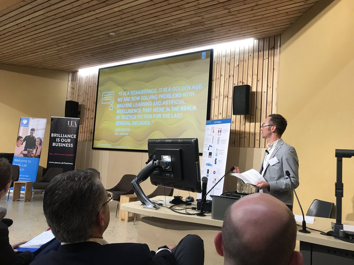 Intrigued to hear <a href="/chrisaballard/">Chris Ballard</a> from <a href="/nielsen/">Nielsen</a> look into the future of AI in his talk ‘The Science Behind What’s Next’ 🤖 #AIFrenzyNorwich