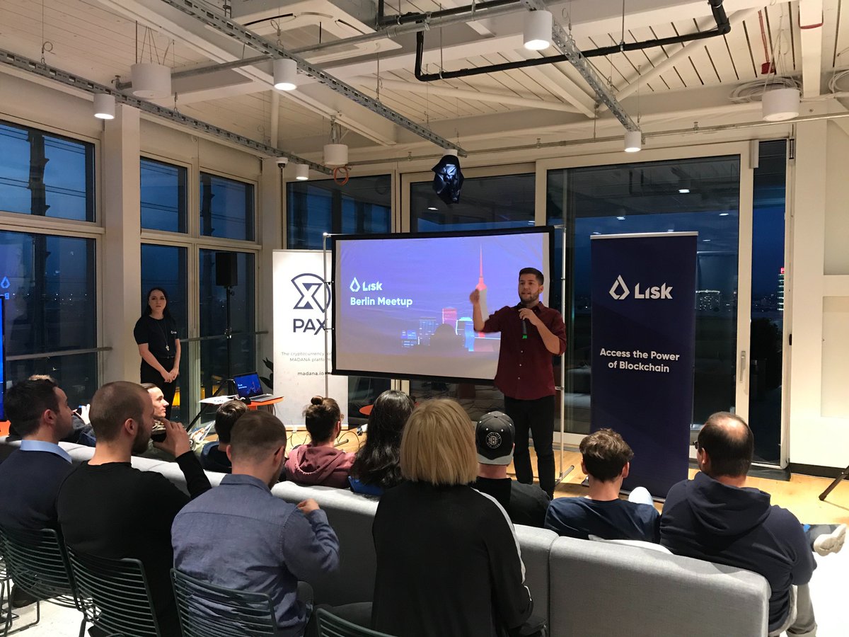 Lisk's tweet photo. 🤝🇩🇪 Such a fantastic meetup in Berlin! It was our pleasure to meet so many passionate #blockchain enthusiasts and dedicated #Liskers. A big shout out to all the amazing people who came to the #LiskBerlinMeetup.🎉 https://t.co/7DFJvEXd2j