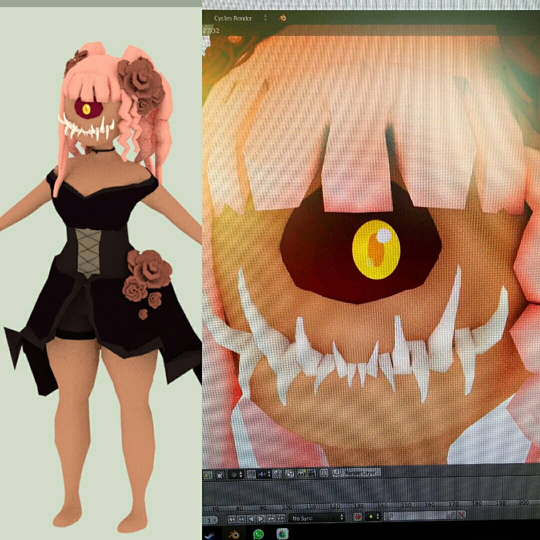 FishieCosmia's tweet photo. My monster child. So many colors that i love!!!
#3DModeling #lowpoly #lowpolycharacter #monstergirl #colorsful #spooky #Blender3d https://t.co/A6JTtLEAzu
