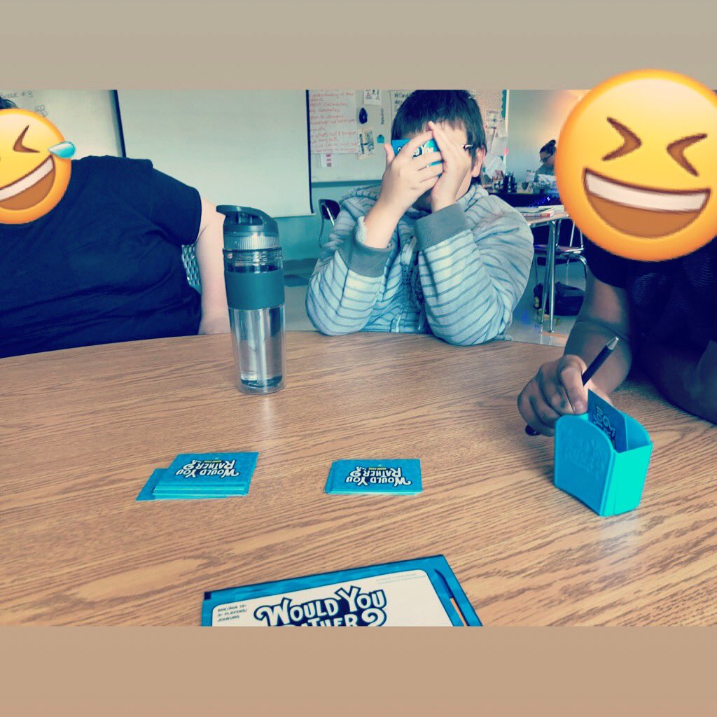 Game of the week: #WouldYouRather! Great follow up to our #executivefunction lesson on planning skills today!#socialskillsgroup #planningskills #socialemotionaldevelopment #SEL #spedlife #behaviorspecialist #teachersofinstagram #relationshipsmatter #KidsDeserveIt