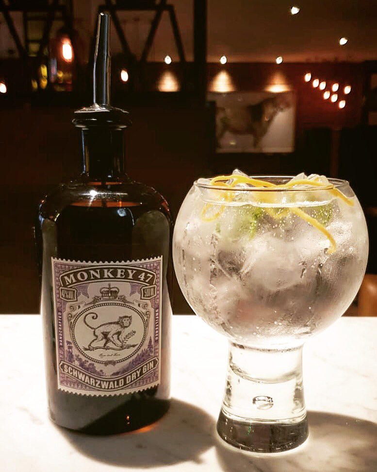 Thirsty Thursdays means ... dinner &amp; drinks with us tonight!?

We have this tasty Gin &amp; Tonic, Signature Serve named 'Monkey Drum' on our menu served with Monkey 47 Gin, Fevertree Indian tonic, orange &amp; lime

Whats not to love...
#Gin #FeverTree #Tonic #ThirstyThursdays