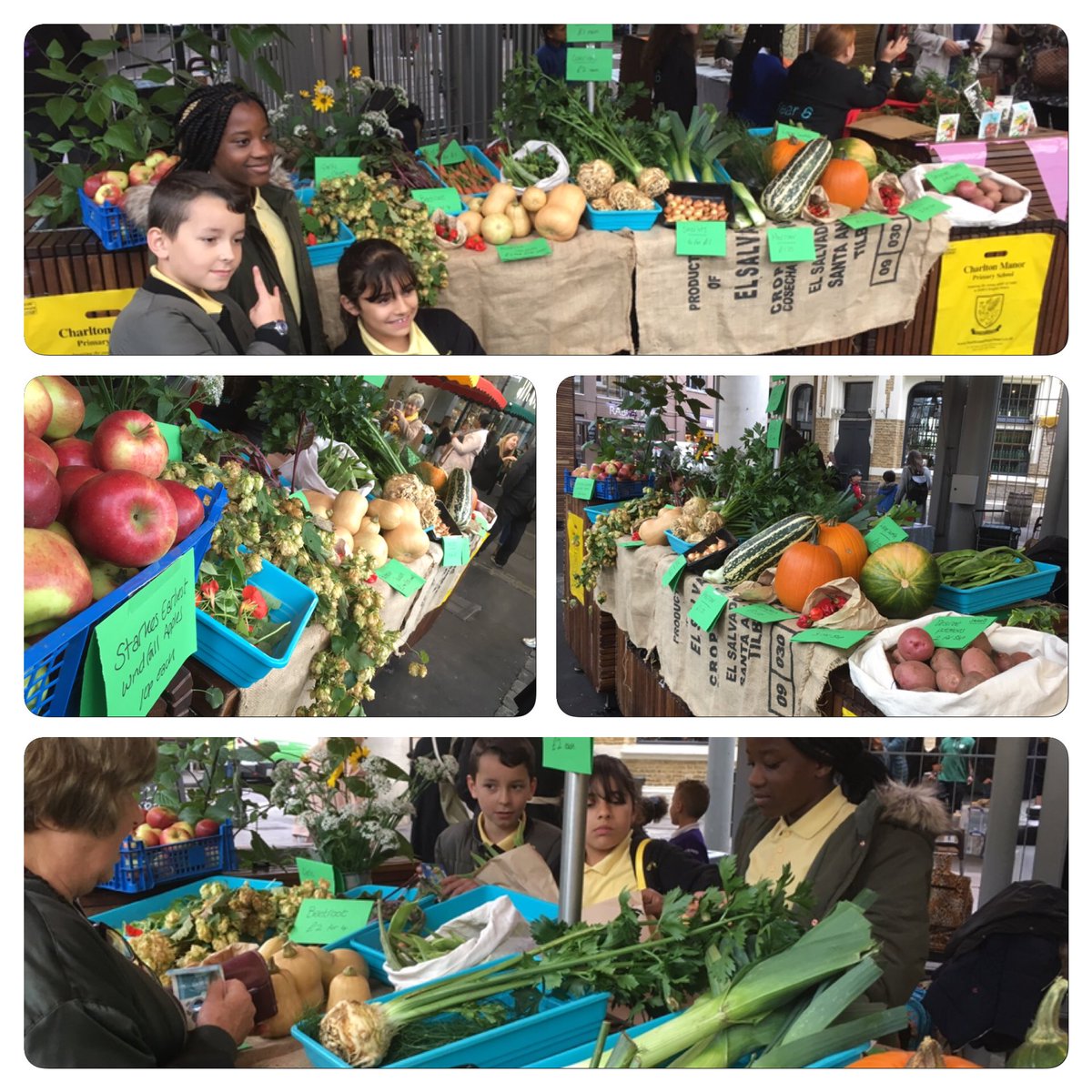 cmps_gardener's tweet photo. ⁦Year 6 children @charltonmanor⁩ selling our very own beautifully grown produce at the amazing Borough Market today. Raising money for charity Fareshare with ⁦@sfmtweet⁩ School Food Matters. https://t.co/rl7flfNjR0