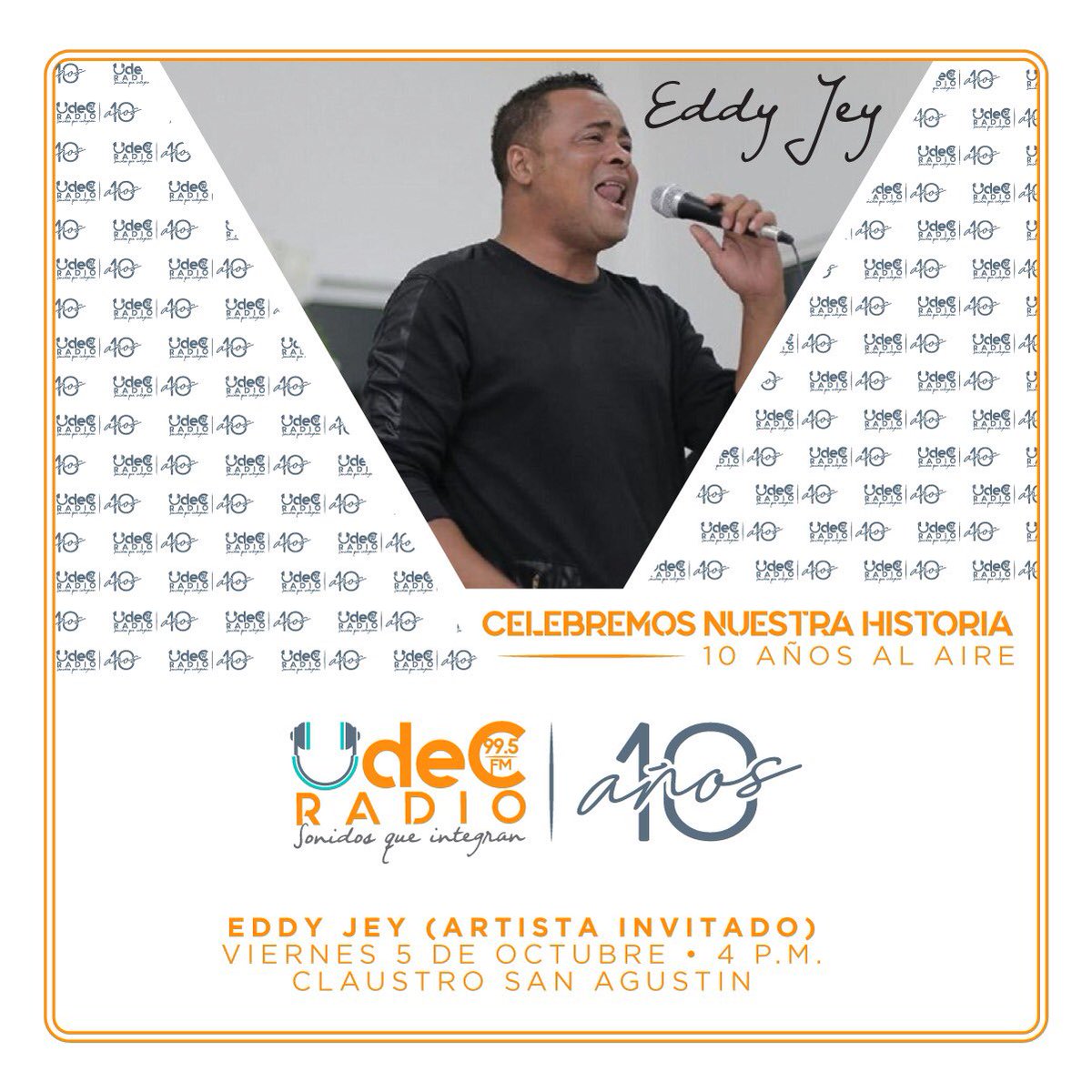 UDeCRadio's tweet photo. #10AñosAlAire 🎙| #EddyJay también hará parte de la cuota musical en nuestro décimo aniversario, mañana viernes 05 de octubre en el Claustro San Agustín de la Universidad de Cartagena.
| Celebremos nuestra historia, ¡Los esperamos! https://t.co/q6j6htdEGa