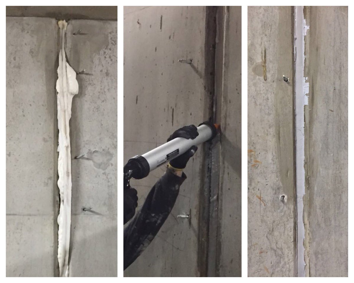On site today with one of our contractors #LeakSealing Movement Joints using one of our flexible #PolyurethaneGrouts Prime Flex 900, finishing the job with our Uniseal 150 Joint Sealant - Got a structural leak? #ThinkNufins #Construction #ConcreteRepair #Site #Engineering