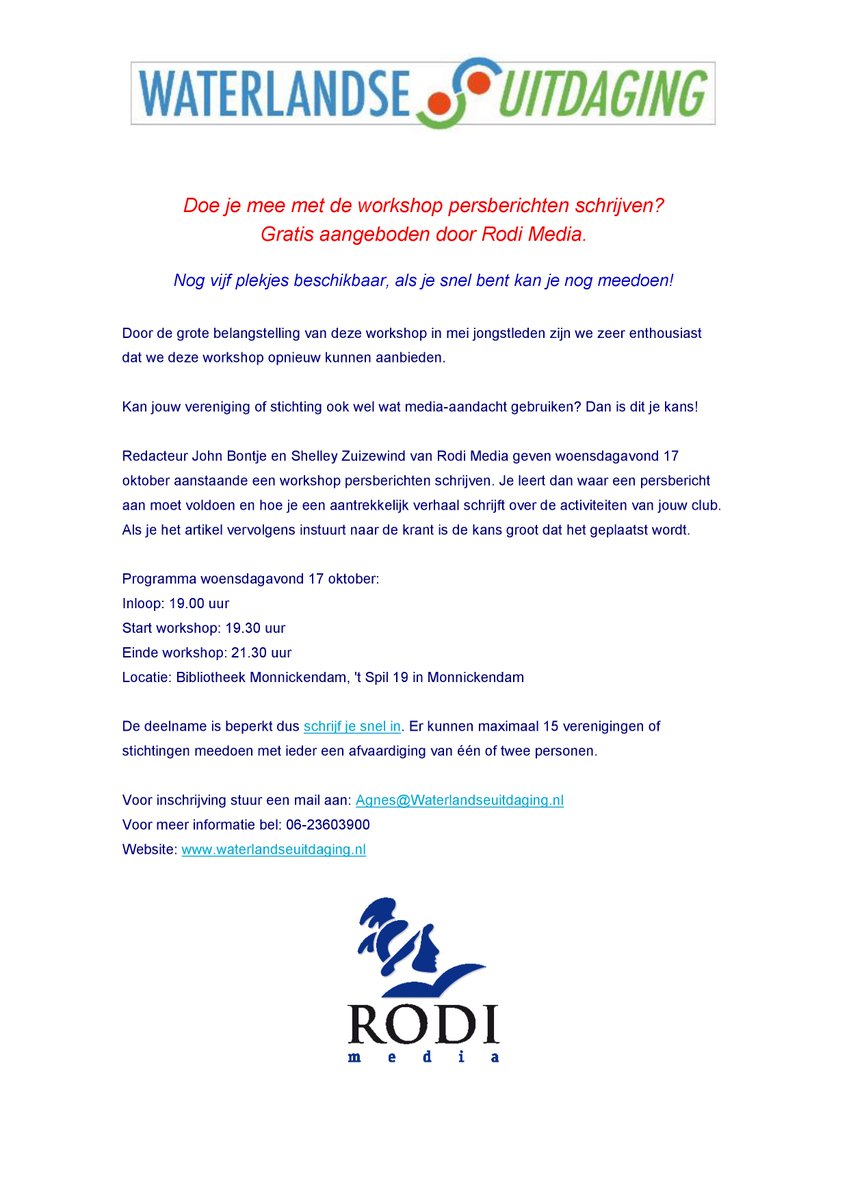 Doe je mee? Er is nog plaats voor vijf verenigingen of stichtingen!