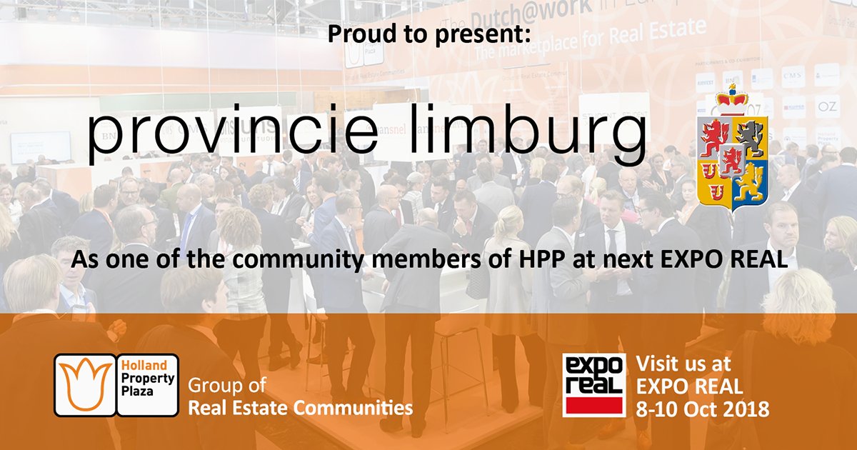 HPP_NL's tweet photo. Last but not least... Provincie Limburg! Curious about the Limburg Lounge at the HPP-stand? Visit us at Hall 2A, booth 320! See you then! 👋 #GroupofRealEstateCommunities https://t.co/qFE1JJGnOa