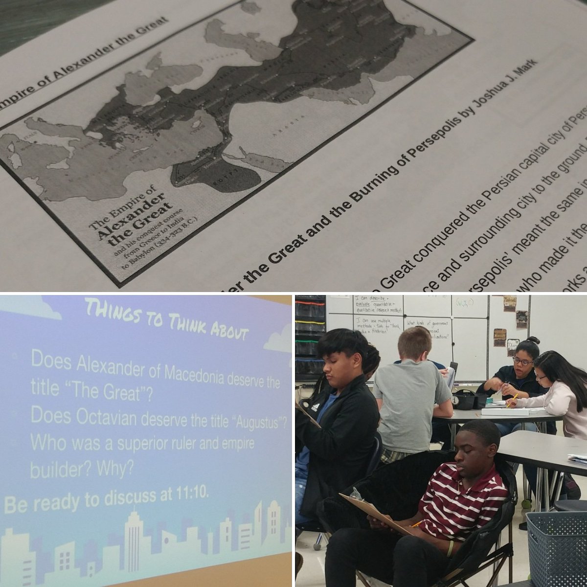 misscasteen's tweet photo. #WorldHistory analyzed docs to compare and evaluate empire-builders Alexander &amp; Octavian. #sssibpsych had a stats workshop with my favorite @MeredithCollege professor today. #rigor #criticalthinkingthursday #DoTheWork @Spartans_IB @SSS_Spartans https://t.co/tHPHT0T0lI