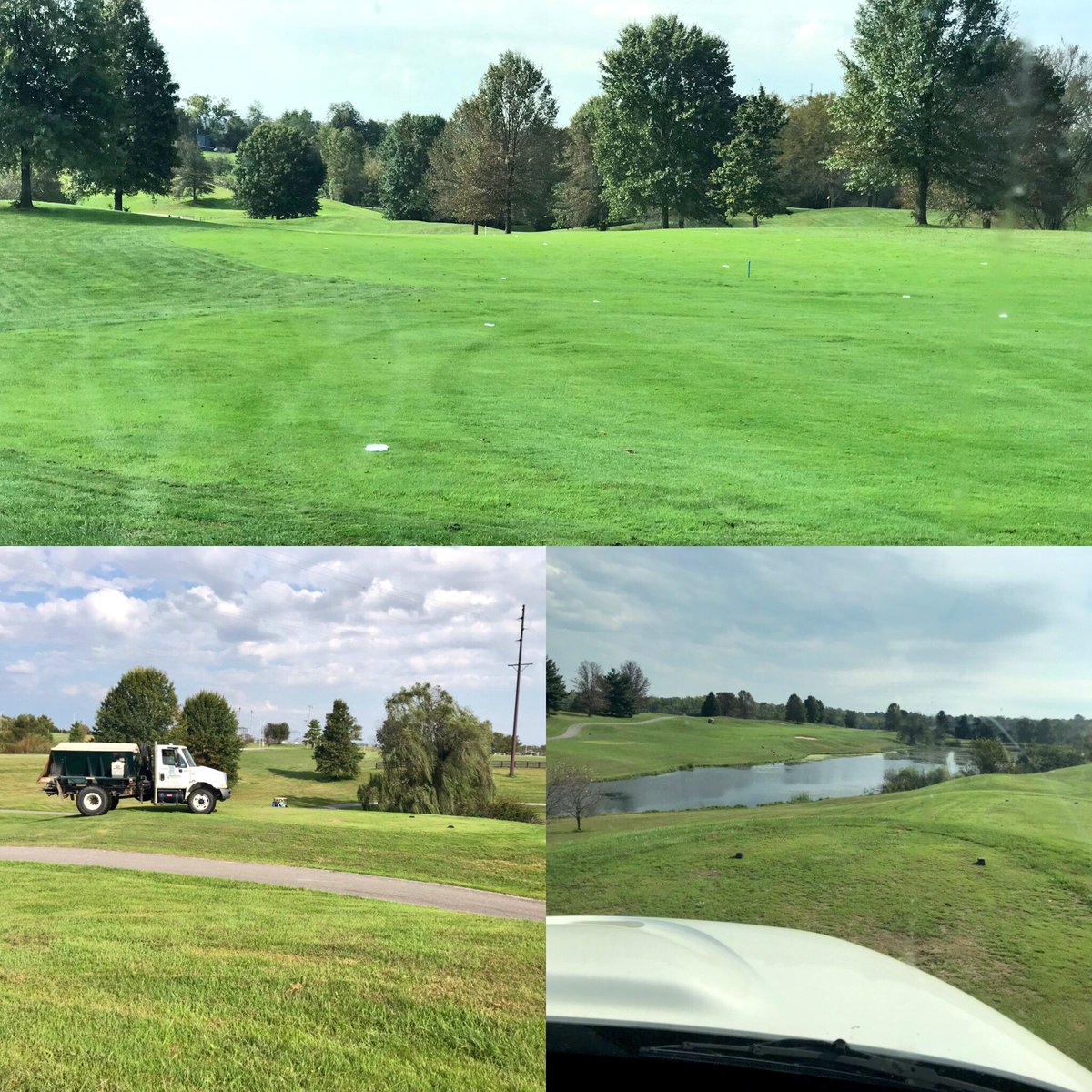 LeefordSimpson's tweet photo. Front row seat for fall fertilization n @HarrellsLLC GPS applicator truck at G -Bay Golf Course Supt Jeremy Smither @kevboss10 Asst Supt making preparations for the 2019 ⛳️ season @jason_eberle GM  #plantnutrition #bb’s #dormantapp  #smitty #gotime💪 https://t.co/qALtKeHTIi