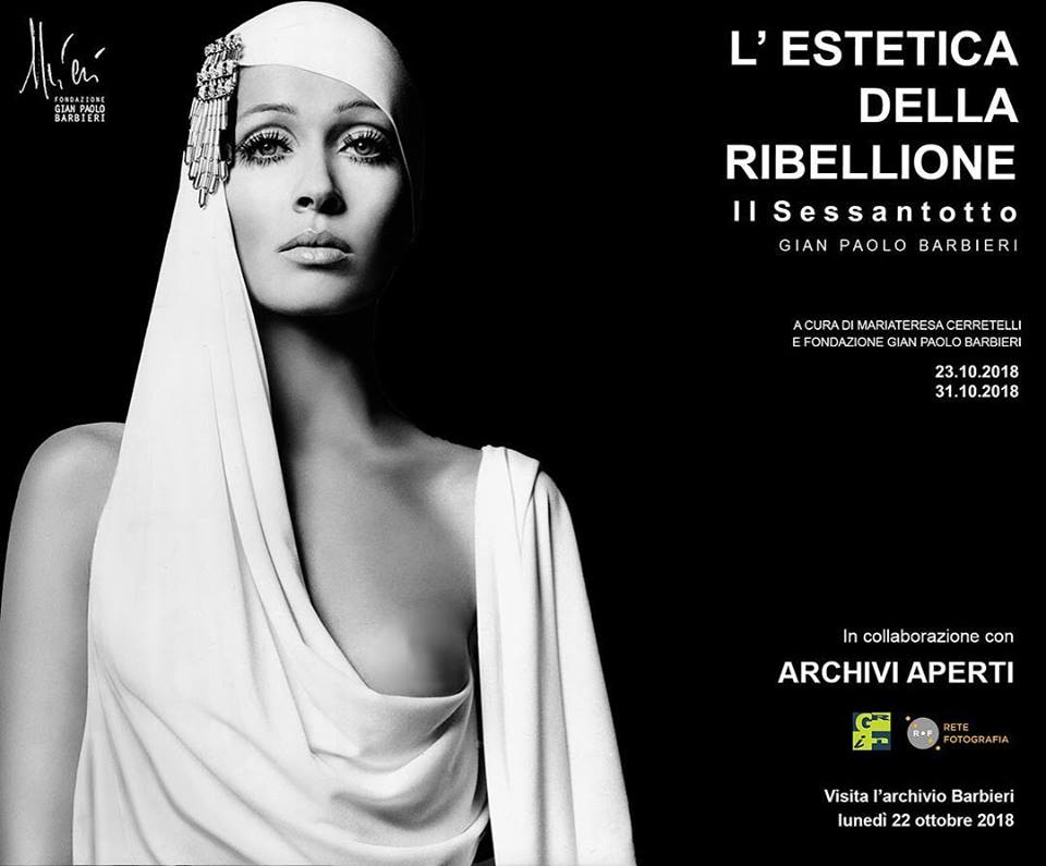 La #FondazioneGianPaoloBarbieri partecipa alla quarta edizione di #ArchiviAperti2018 aprendo il suo archivio al pubblico lunedì 22 ottobre. 
Inaugura il giorno stesso la mostra “L’estetica della Ribellione - Il Sessantotto” a cura di #MariateresaCerretelli .