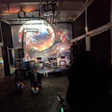 horusVacui's tweet photo. A picture from #thebunker s performance at HOLO last week with @riafish s amazing visuals forgrounded, this show she also sat in on the EM mics!
#riarajan #megschedel #jessrowland #sofyyuditskaya #thebunker #holo #noise #em #davidlinton #girlband #extr… https://t.co/PtSHVUXFWQ https://t.co/G4qvdH1n9i