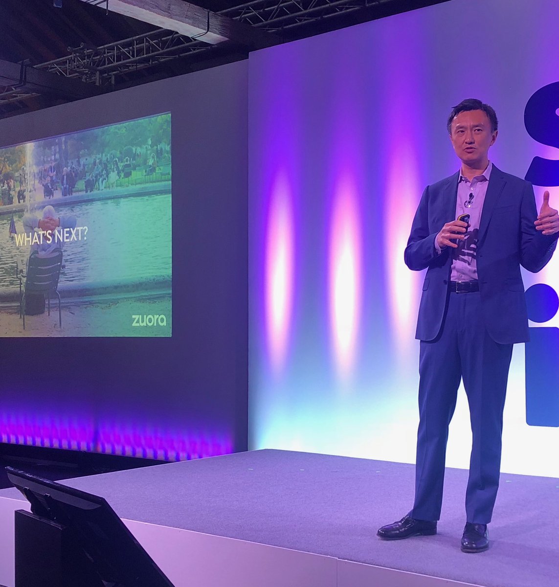 Zuora's tweet photo. .⁦@tientzuo⁩ takes to the stage for Subscribed London closing keynote to investigate why growth seems to be getting harder for a lot of subscription businesses — and what’s next #subscribed https://t.co/rem9JmI2we