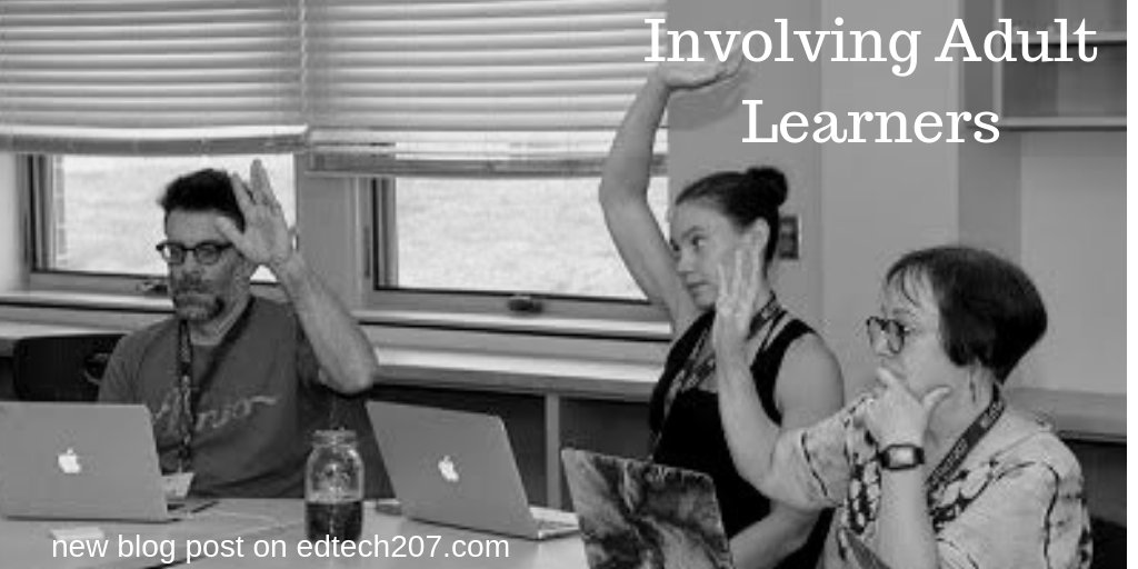 Adult learners need to be involved in planning their own instruction. Soliciting their feedback is a great way to involve them. Read our new blog post by @CyclistSue Involving Adult Learners edtech207.link/principle1