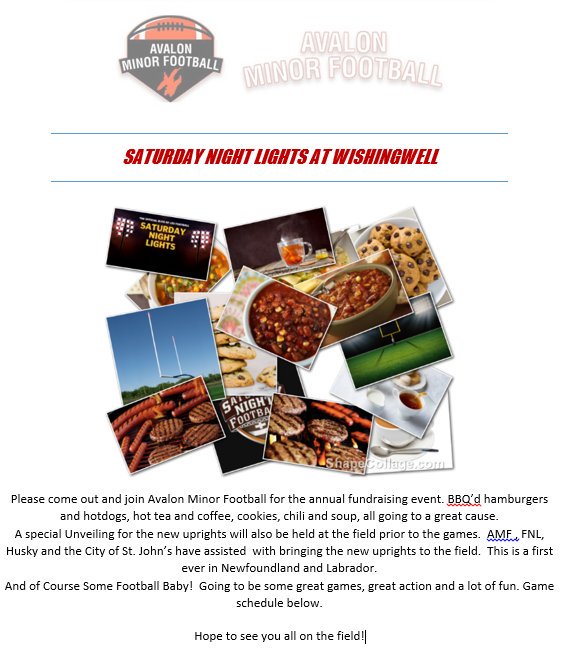 Saturday Night Lights this Saturday at Wishingwell.

4:15 U10 Takes the Field
4:30 U10 Rams vs Warriors
4:50 U10 Warriors vs Pirates
5:10 Pirates vs Rams

5:50 U14 Rams vs Warriors
6:30 U14 Warriors vs Pirates
7:10 U14 Pirates vs Rams

8:00PM U19 Rams vs Warriors
#football