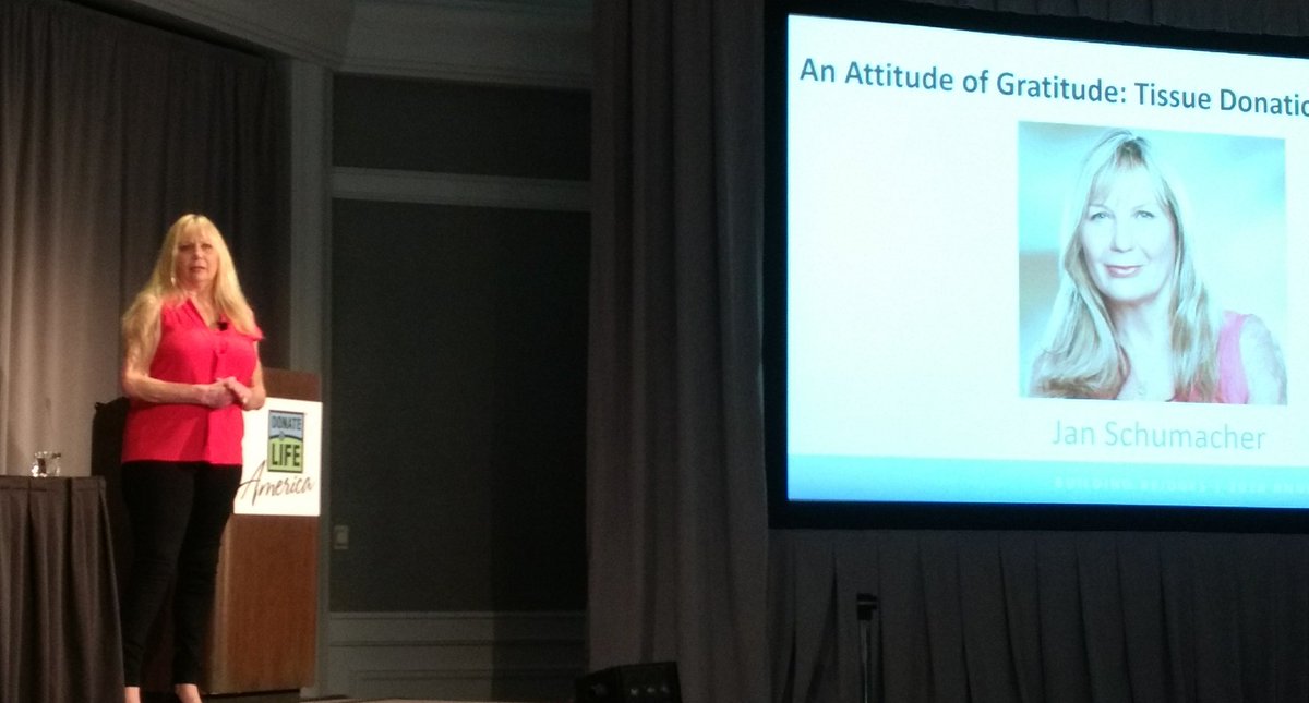 Tissue graft recipient and perpetual optimist Jan Schumacher shared her powerful story with us at #DLA2018. #grateful