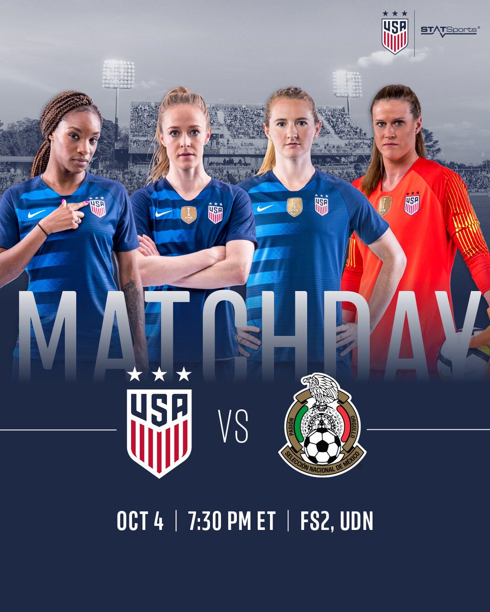 statsports's tweet photo. Good luck to clients @ussoccer_wnt who begin the road to @FIFAWWC in ๐ซ๐ทtaking on @miseleccionmxEN
๐บ๐ธvs ๐ฒ๐ฝ
๐Sahlenโs stadium, Cary, NC
โฐ7.30pm ET
๐บ@foxsports_2 @UnivisionSports
#DareToShine #USWNTvMEX #ChangingTheGame https://t.co/Fod2ppIpHa