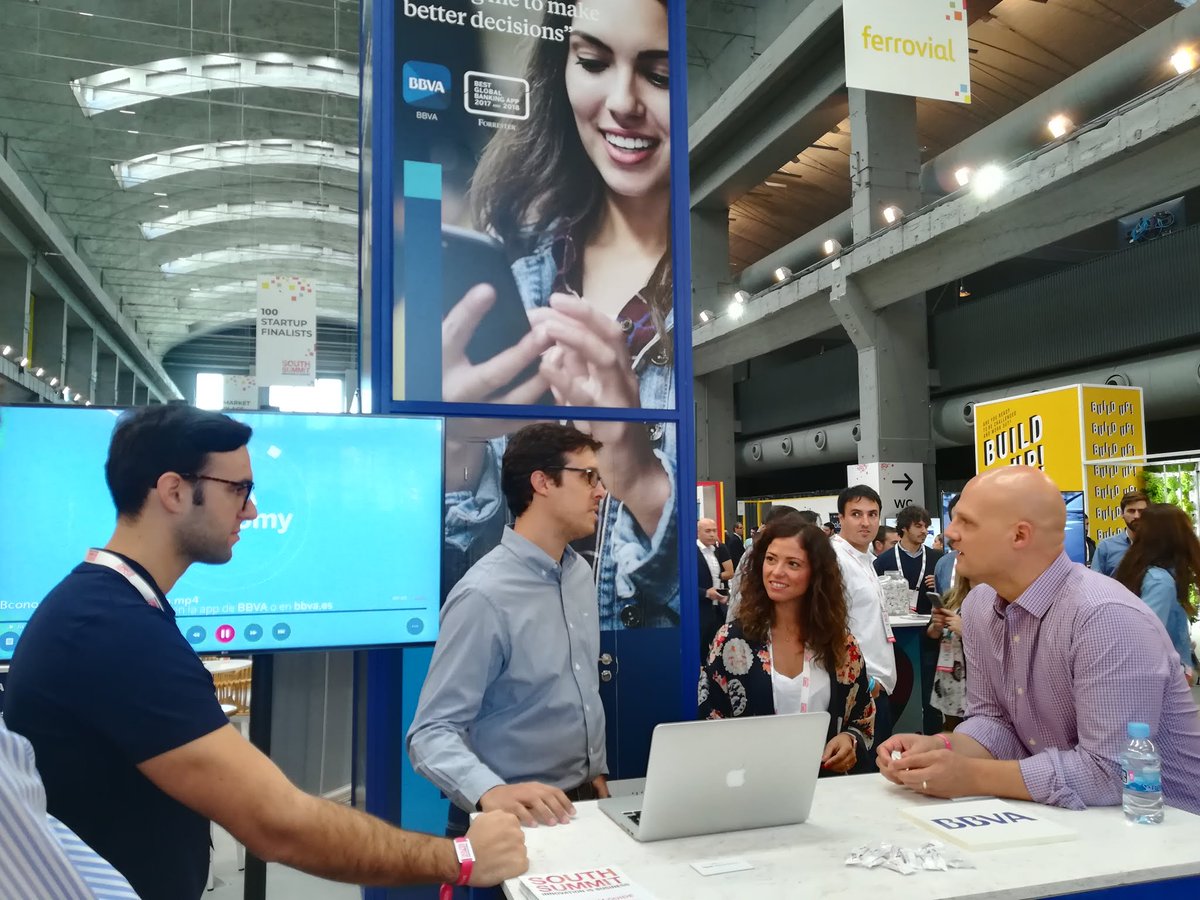 Don't miss the opportunity to come to <a href="/bbva/">BBVA</a> 's stand and get to know our #startups. It's brilliant to see how fintechs and corporations connect to co-create the future, thank you @bbvainnovation for your work!!! #SouthSummit18