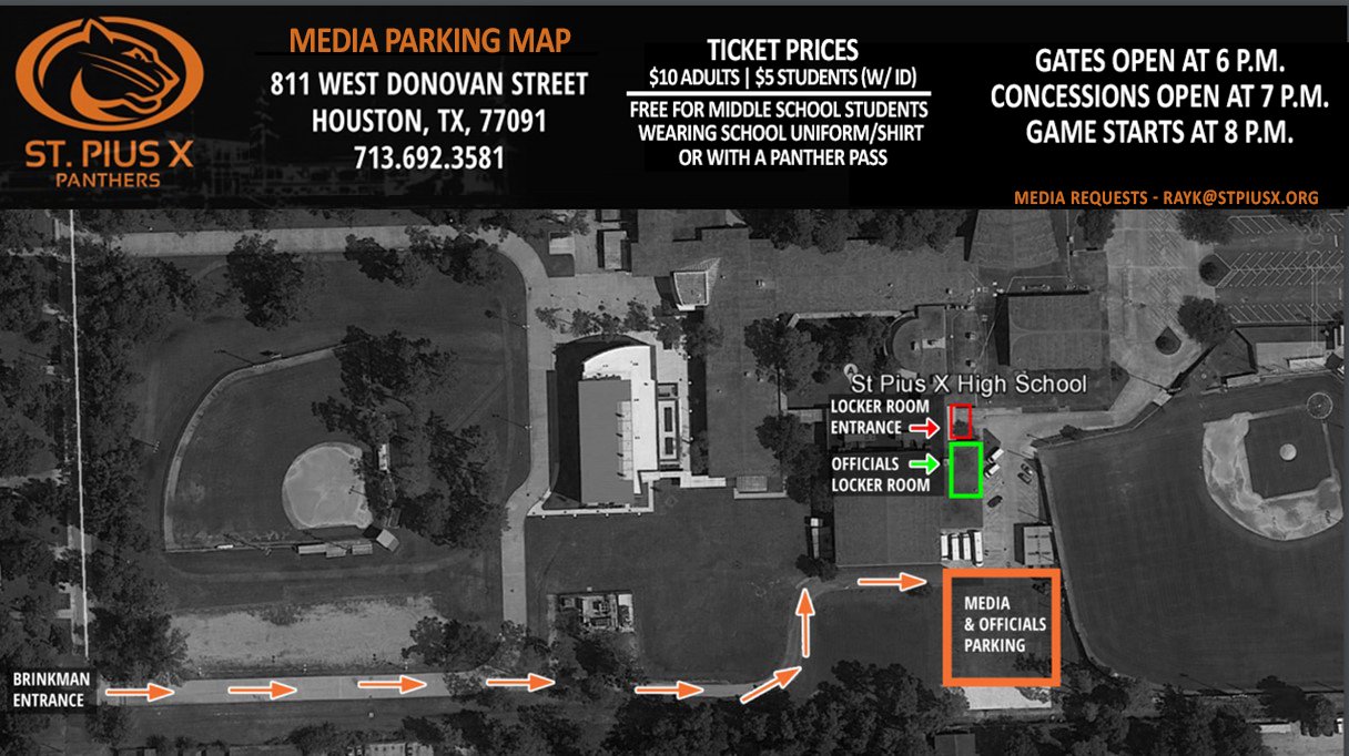 \ St. Pius X Athletics على تويتر: "Officials & Media 📣 Parking Map SPX vs. Bishop Dunne Friday, Oct. 5 | 8 p.m. https://t.co/ptWzlYH3MV"