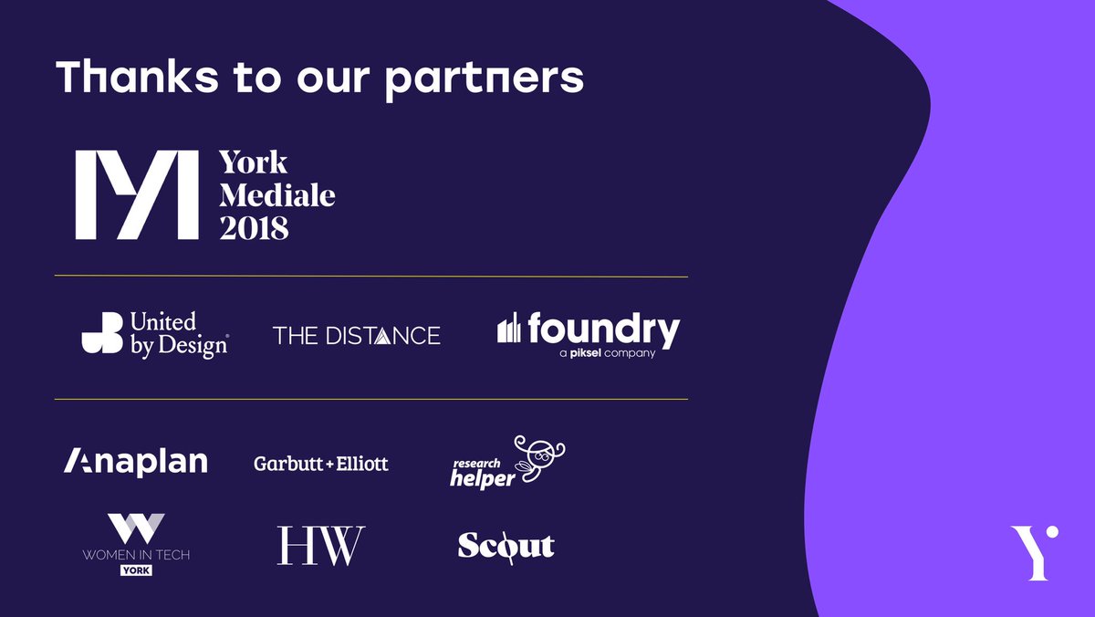 Cannot thank our amazing sponsors & partners enough. Thanks for all your support @YorkMediale @ubd_studio @TheDistanceHQ @PikselFoundry @anaplan @Garbutt_Elliott @Research_Helper @WiT_York @inkblotfilms @HewittandWalker @isotoma @bytemark