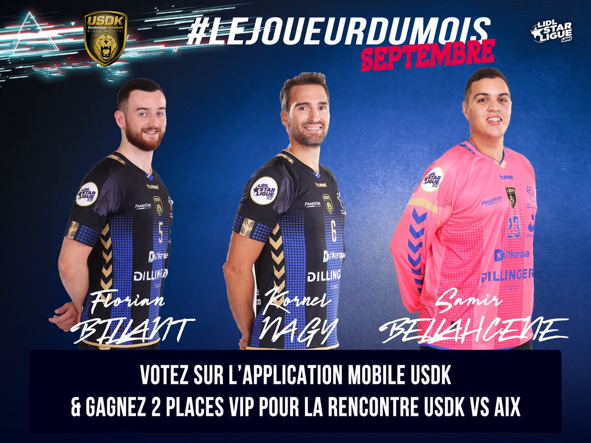 USDKDunkerque's tweet photo. C'est le retour de l'élection du #JDM! Rdv sur l'application mobile USDK📱rubrique #FanExperience >Votez pour le joueur dunkerquois de septembre et tentez de remporter 2 places VIP pour la #J06LSL #USDKPAUC! Joli cadeau non??🎁 #HurryUp #LetsPlay #LEspritdeDunkerque https://t.co/I02PmLTfuT