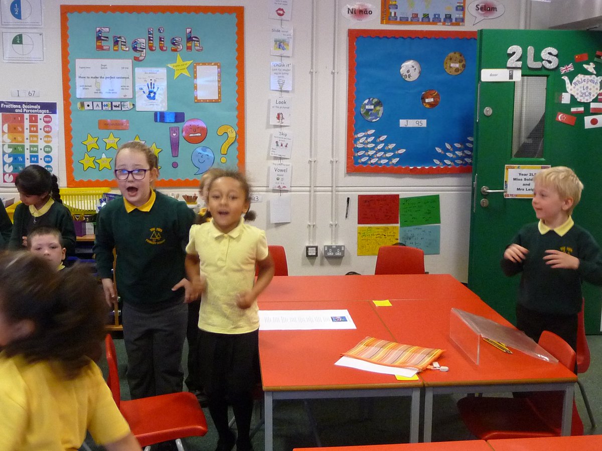 firsprimarysale's tweet image. #2LS Having great fun learning Aliens Stole My Underpants for National Poetry Day. #teamwork #poetryfun #actingitout