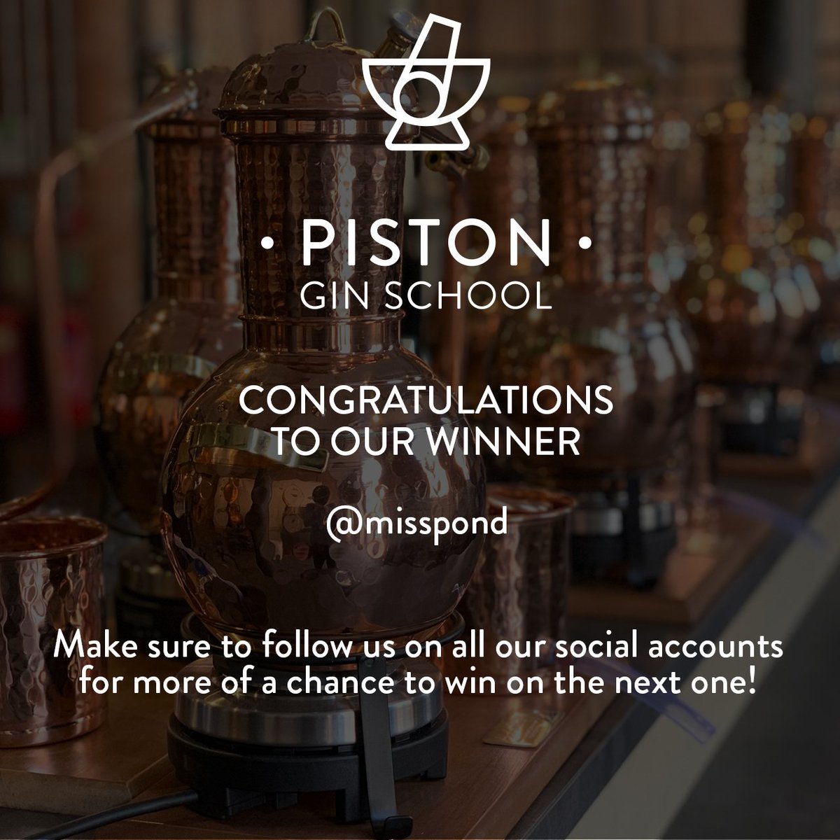 Piston Gin (@piston_gin) on Twitter photo For a chance to win our next #competition, make sure you follow us. Search - Piston Gin! 
-
If you didn’t win but still want to attend, book at pistongin.com. For a chance to win our next #competition, make sure you follow us. Search - Piston Gin! 
-
If you didn’t win but still want to attend, book at pistongin.com.