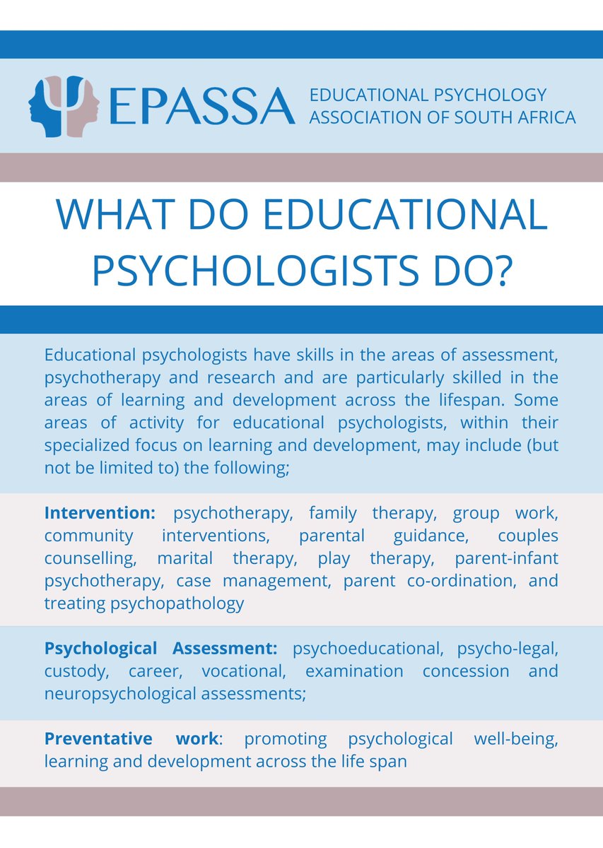 JessieAnneBird's tweet photo. Curious about what educational psychologists do? Have a look below:
#educationalpsychologist #epassa #edpsych #edpsychjobs https://t.co/162pFOJocq