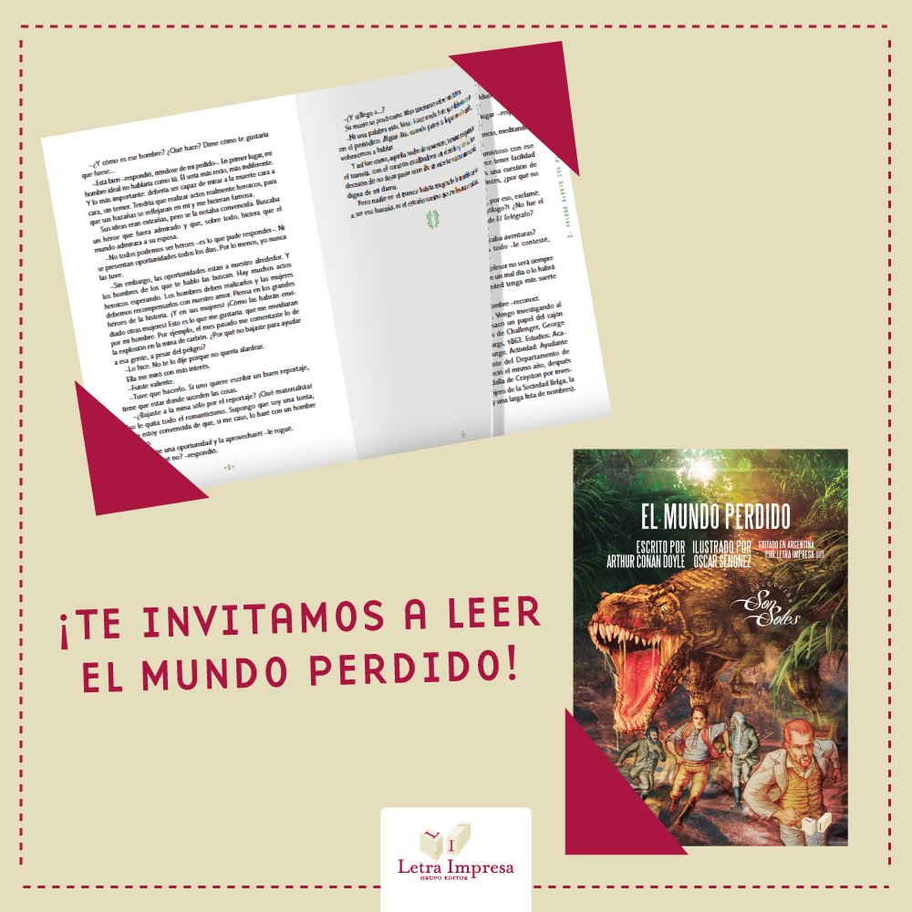 ¡Te recomendamos "El mundo perdido" de nuestra Colección SonSoles! Recorré un capítulo de esta novela de aventuras escrita por Arthur Conan Doyle que inspiró la saga Jurassic Park: bit.ly/2Os6A3z 📗